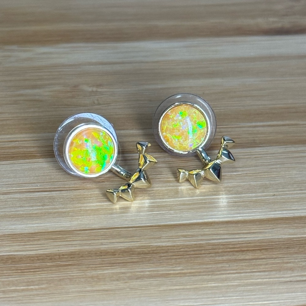 Kendra Scott Gold and Yellow Convertible Stud Earrings - Picture 4 of 4